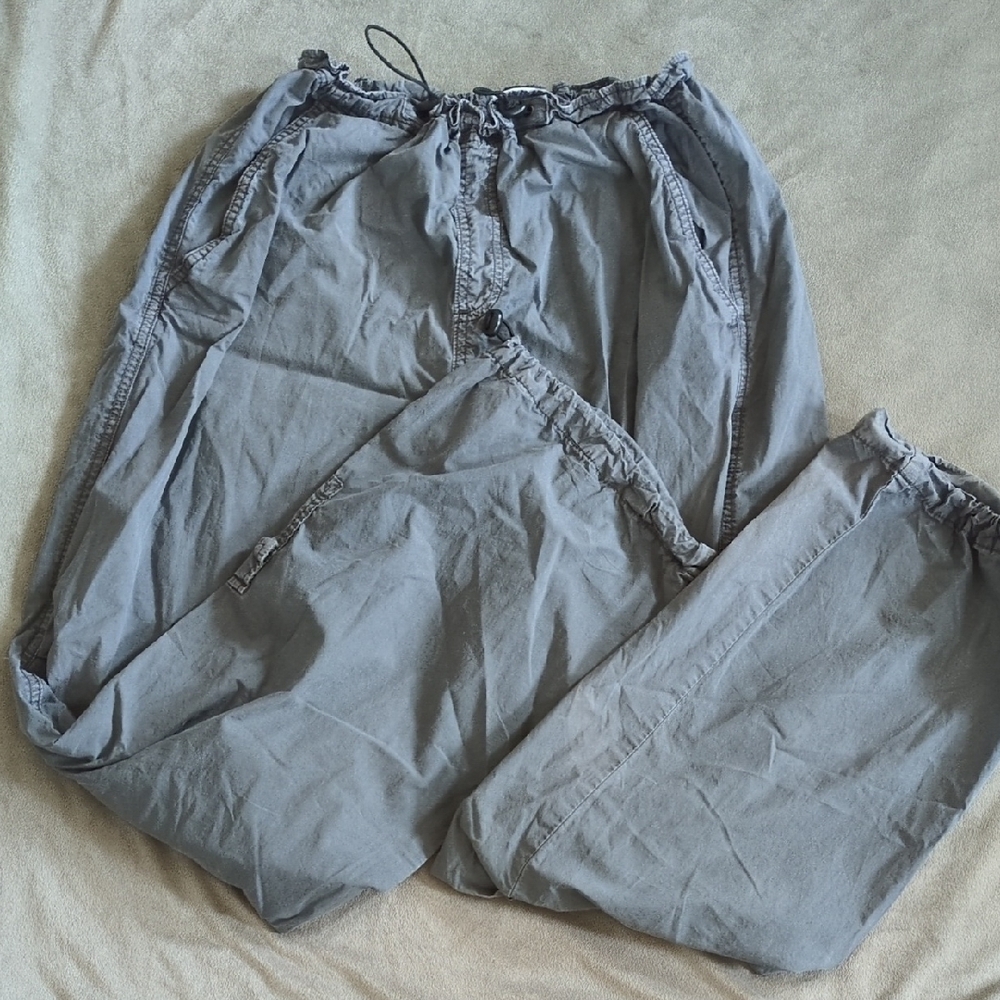 Garage Gray Parachute Cargo Pants Relaxed Fit